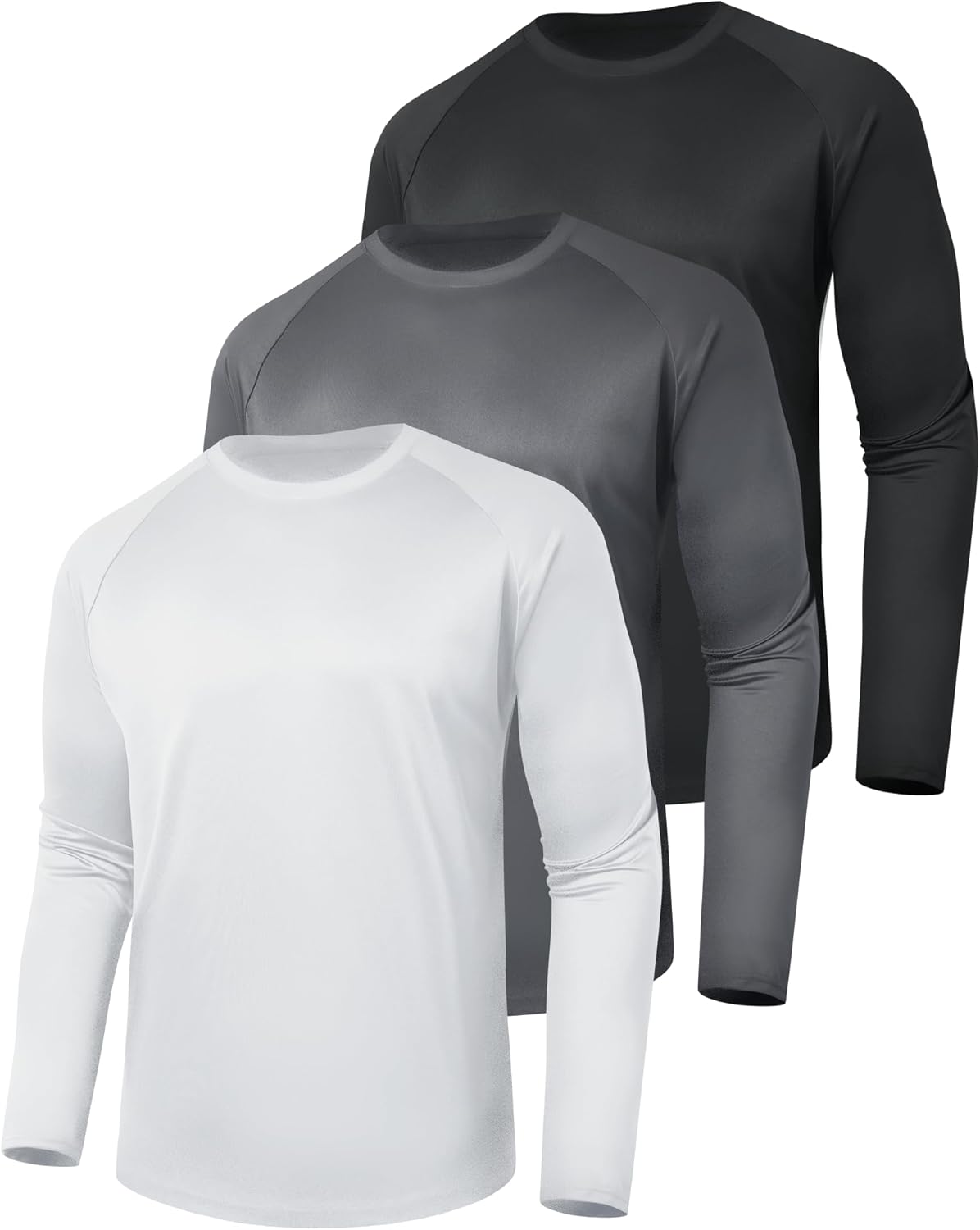 5 Pack Long Sleeve Shirts for Men - Quick Dry Moisture Wicking UV Sun Protection T-Shirts