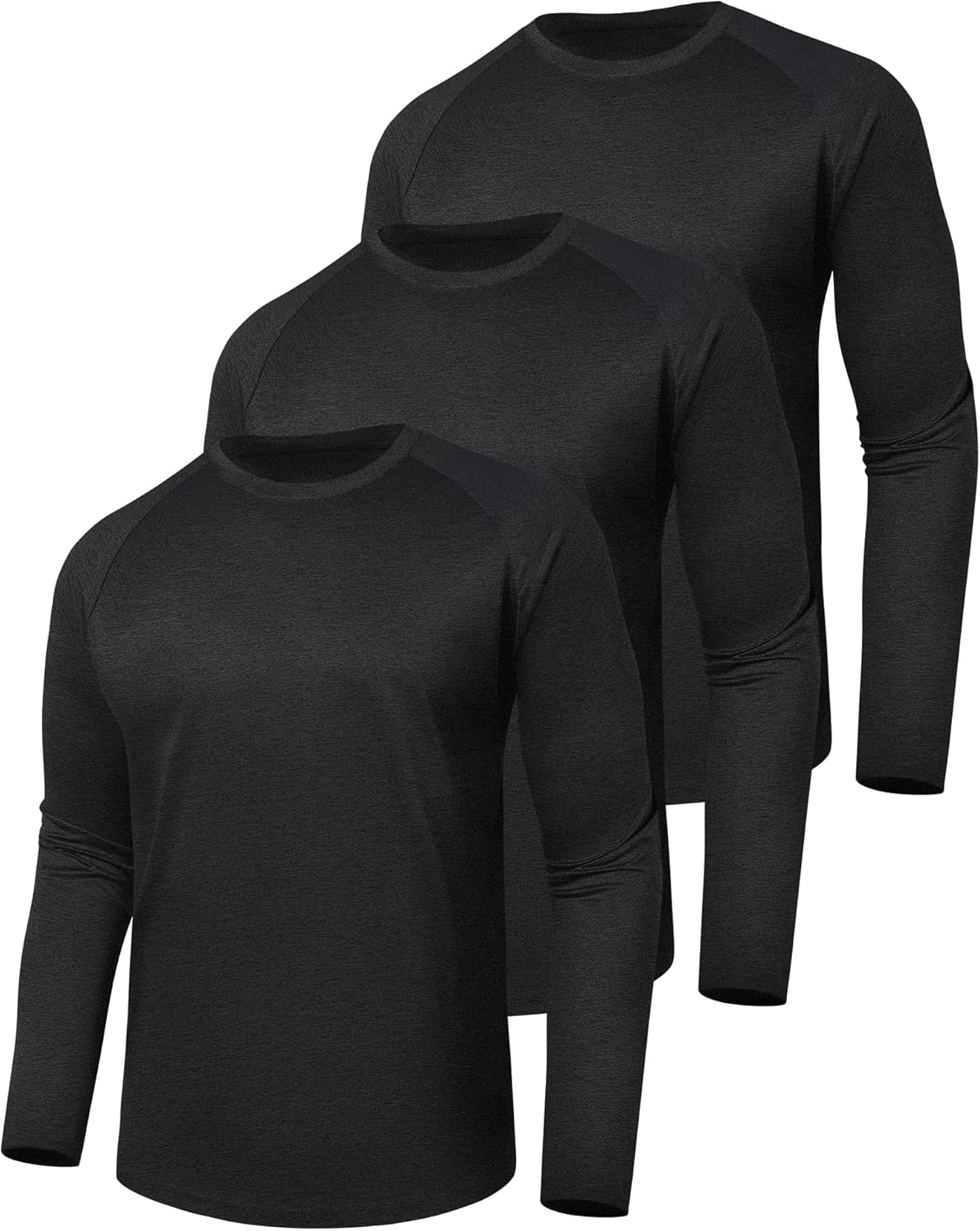 5 Pack Long Sleeve Shirts for Men - Quick Dry Moisture Wicking UV Sun Protection T-Shirts
