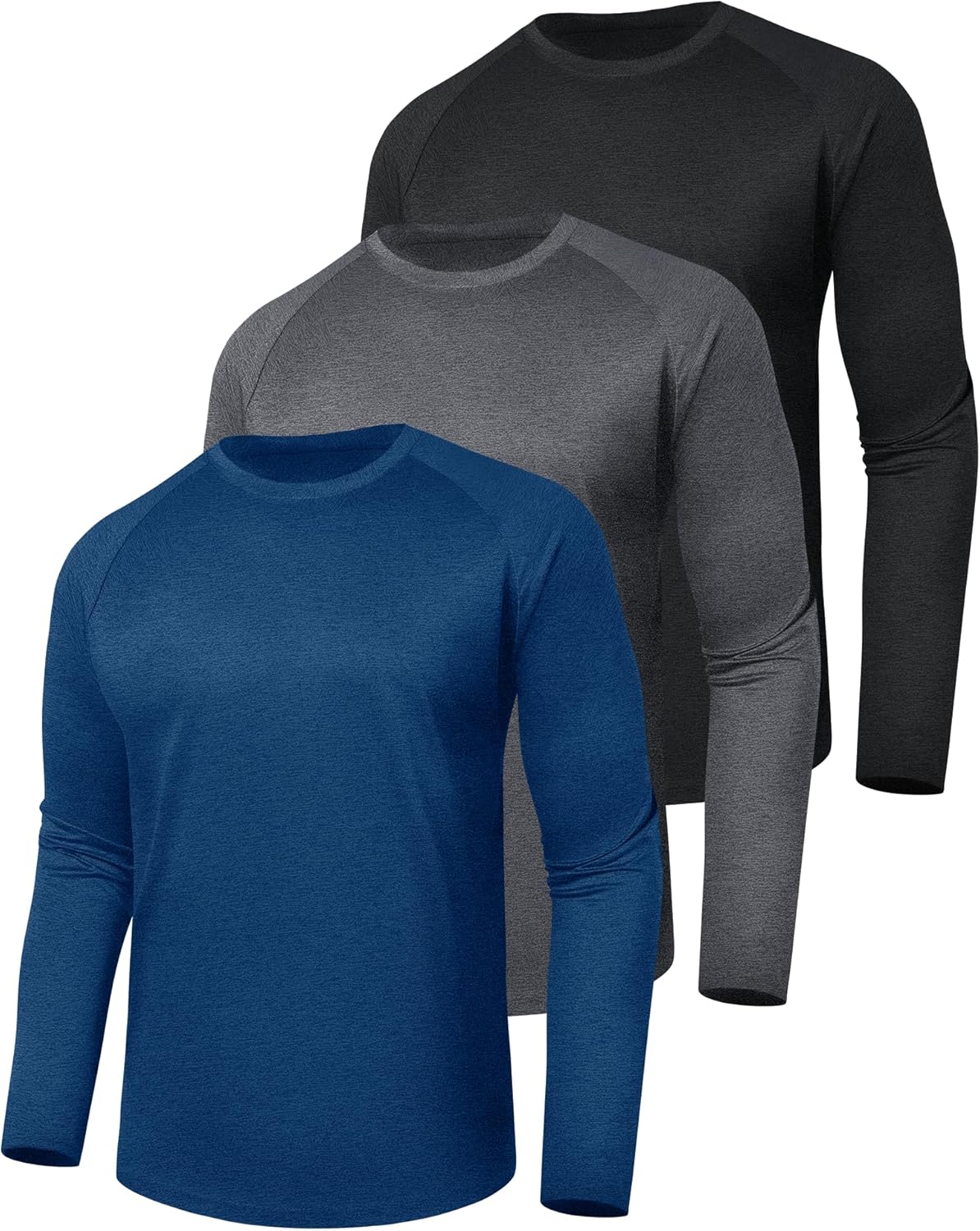 5 Pack Long Sleeve Shirts for Men - Quick Dry Moisture Wicking UV Sun Protection T-Shirts