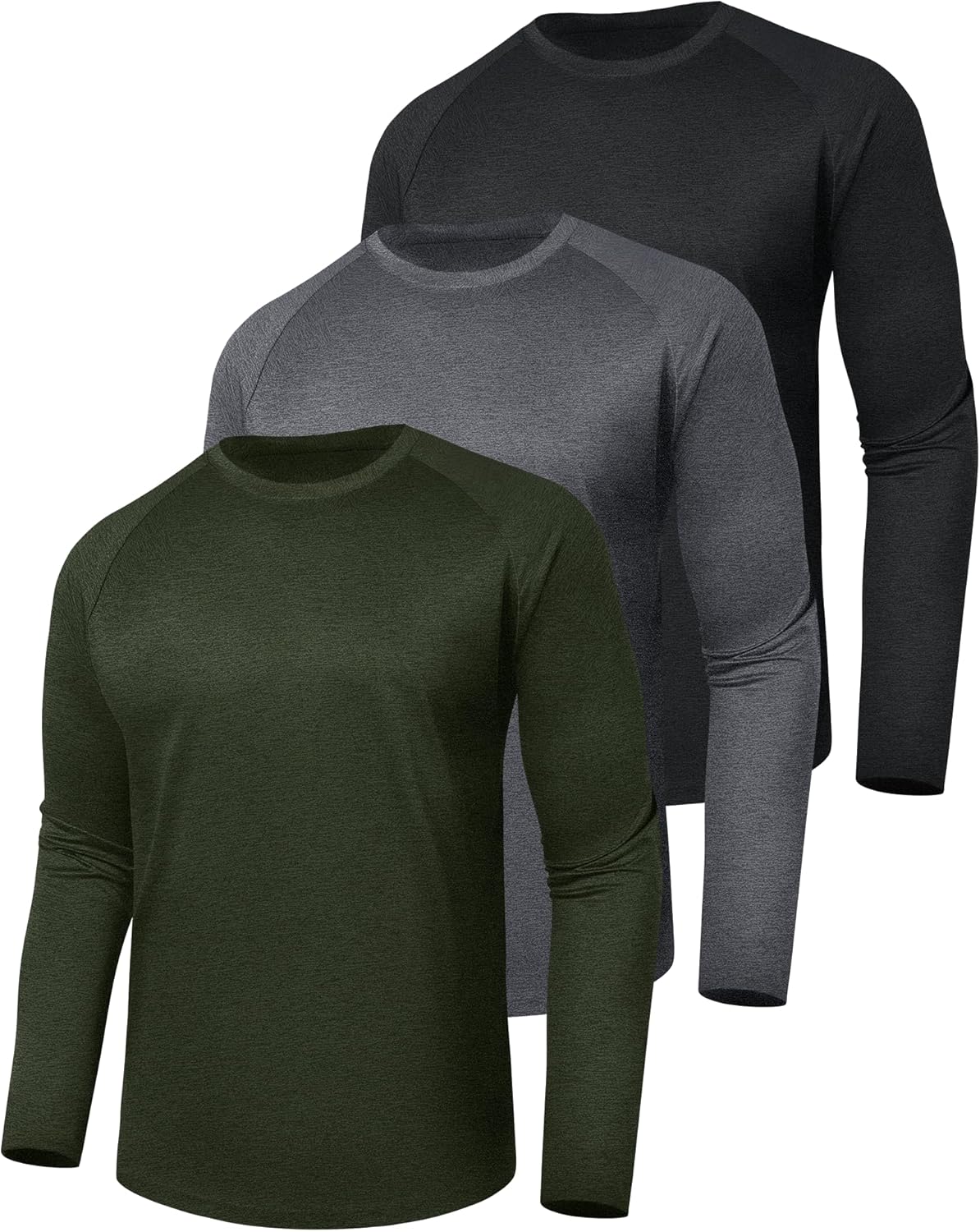 8 Pack Long Sleeve Shirts for Men - Quick Dry Moisture Wicking UV Sun Protection T-Shirts
