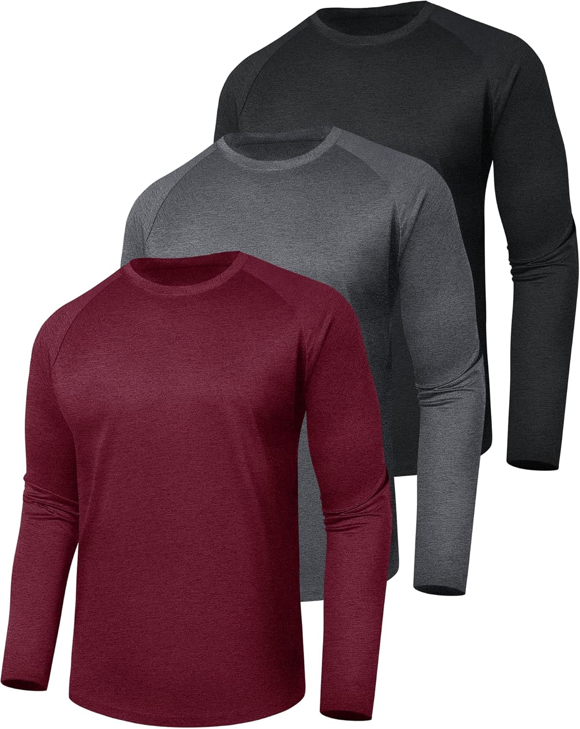 8 Pack Long Sleeve Shirts for Men - Quick Dry Moisture Wicking UV Sun Protection T-Shirts